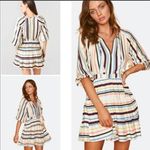 Anthropologie  Lost + Wander Patti Puff Sleeve Striped Ruffle Tassle Dress Photo 1