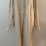 Faherty New  Striped Large Tan Long Shirt Dress Cover Up Cardigan Photo 0