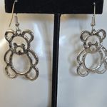 Silver Teddy Bear Drop Earrings with Rhinestines Photo 4