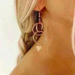Intertwined Circle‎ Sparkle Hoop Earrings with Butterfly Charm Gold Photo 1