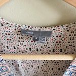 Vince  White Blue Pink Collarless Pullover V-Neck 100% Silk Top Blouse Size 4‎ Photo 1