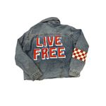 Aviator Nation  Denim Live Free Cropped Jean Jacket Size Small Photo 1