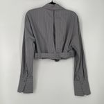 ZARA  Women's‎ Gray Pinstripe Long Sleeve Belted Cropped Shirt Top Size Large Photo 2