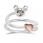 Disney Crystal Mickey Mouse Head with Heart Bypass Ring Photo 2