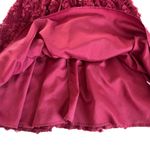 Lulus Elegant Delight Wine Red 3D Floral Lace Puff Sleeve Mini Dress Size Medium Photo 5