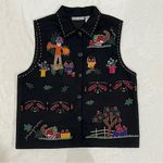 Dress Barn Vintage Black Harvest Whimsical Vest Size Large Photo 10