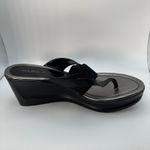 Marc Fisher Marc‎ Fisher Thong Wedge Sandals Black Leather Elastic Size 9.5M Women's Photo 11