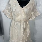 Bella Ella Off White Faux Wrap Short Sleeve Dress Size Small EUC Photo 3