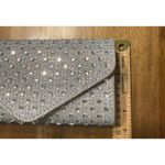 Silver Fashion Glitter Fabric Clutch Bag With Rhinestones Photo 4