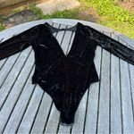 Victoria's Secret M/L CRUSHED VELVET BODYSUIT medium large black long sleeve Photo 4