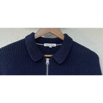 Alex Mill Wallace Sweater Jacket Navy Blue Cotton Zip Front Pocket Womens Small Photo 5