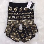Linda Michael Black Leggings w/Gold Reindeer-Sz L/XL Photo 1