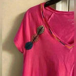 Soft Surroundings  t shirt v‎ neck embroidered 100% cotton Medium Photo 1
