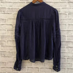 Free People Women’s  navy blue long sleeve button down embroidered detail top XS Photo 1