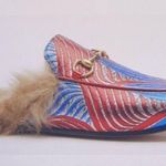Gucci  Striped Princetown Fur Mules Lame Waves Jacquard size 36 Photo 0