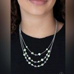 Paparazzi Let The Record Glow Green Necklace (66) Photo 0