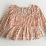 American Eagle  Women‎ Medium Y2K Coral Lacy Trim Long Sleeve Cropped Babydoll Photo 0