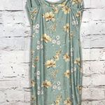 Iris  Teal Green Butter Yellow Floral Cowl Neck Cami Slip Dress Women's Medium Photo 1