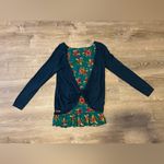 Matilda Jane  Twist and Shout Sweater Women’s Size S Blue Knit Floral Photo 6
