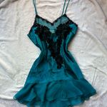 Victoria's Secret Vintage from the 90’s Victoria’s Secret teal turquoise and black Slip Dress Photo 0