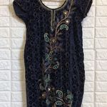 Custom‎ made beaded velvety Sari Kurta tunic top or dress Salwar Kameez Blue Photo 0