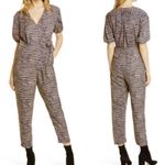 Joie  Zebra Print Jumpsuit XS Wrap Waist Puff Sleeve Chic Boho Party Photo 1
