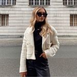 ZARA  White Gold Button Cropped Blazer Wool Blend Blogger Lined Jacket Quiet Lux Photo 1