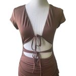 I am gia I.AM.GIA Brown Greta Ruffle Tie-front Mini Dress Size Medium Photo 2