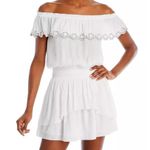 Ramy Brook NWT Cynthia Off the Shoulder Mini Dress in Ivory-Size Small Photo 0