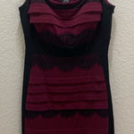 JAX Burgundy and Black Tiered Dress Photo 0