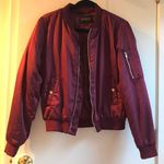 Ambiance Apparel Cranberry Satin Bomber Photo 0
