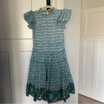 OLIPHANT Smocked Flirty Short Dress Veranda Turquoise Blue Size XS Photo 1