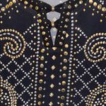 JM Collection  BLACK GOLD SILVER STUDDED DESIGN TOP SHORT SLEEVE SIZE SMALL Photo 2
