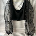 Red Dress Boutique Sheer Black Crop Top with Puffy Sleeves Photo 0