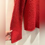 Eileen Fisher  Red V-Neck Knit Sweater Cotton & Silk Size L Photo 4