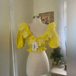 Anthropologie  Place Nationale Ruffled Linen Blouse Size Small Photo 3