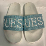 Guess WOMENS  Blue Glitter SLIDES LOGO FLIP Flop Bin2 Photo 0