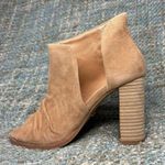 42 Gold Womens Loyalty Peep Toe Bootie in Neutral Suede Tan Size 8.5 Photo 0