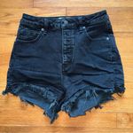 WE THE FREE People Lasso Curvy Denim Shorts Black High Rise Raw Hem size 26 Photo 1