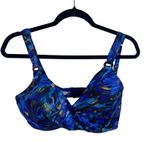 MiracleSuit Plunge Bra, Blue Multi, Nylon Spandex, Underwire Swim Top, 36DDD Photo 3