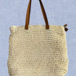 Talbots  Straw Rattan Leather Strap Tote Bag Photo 0