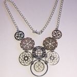 Premier Designs  Elegant Silver Tone and Dark Metal CZ Statement Necklace Photo 1