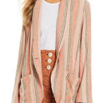 Free People Multicolor Striped Blazer Oversized Size XS Photo 0