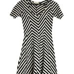 Monteau Los Angeles Stripe Chevron Short Sleeve Flare Mini Dress Size Medium Photo 0