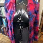 Gap pink & blue flannel cozy XS plaid tartan button down shirt Photo 0