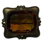 Large Antique Amber Brooch Bronze Frame C Clasp Gold Photo 0