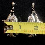Sterling Silver Vintage Western Drop Dangle Hat Boots Spurs Coyote Post Earrings Photo 4