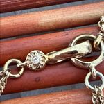 Monet Vintage  Gold Necklace with Green and White Stones 16”-18” Photo 5