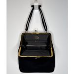 Vintage 1940s Ingber Black Fabric Evening Bag w/ Bow Handle & Gold Frame Photo 2