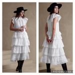 Banana Republic NWT Selene embroidered white maxi dress peaseant size medium Photo 1